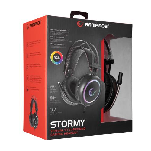 RAMPAGE STORMY USB 7.1 SURROUND SİYAH GAMING KULAKLIK